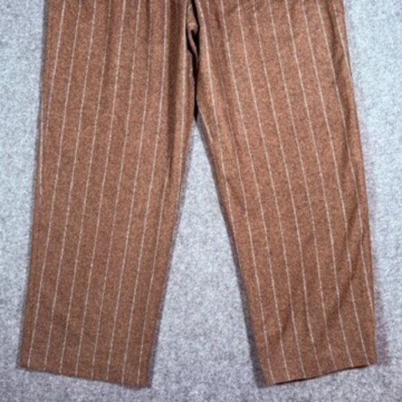 Rouje Paris Womens Straight Wide Leg Wool Trouser Pant Brown Stripe Sz 44 US 12 - Picture 4 of 12